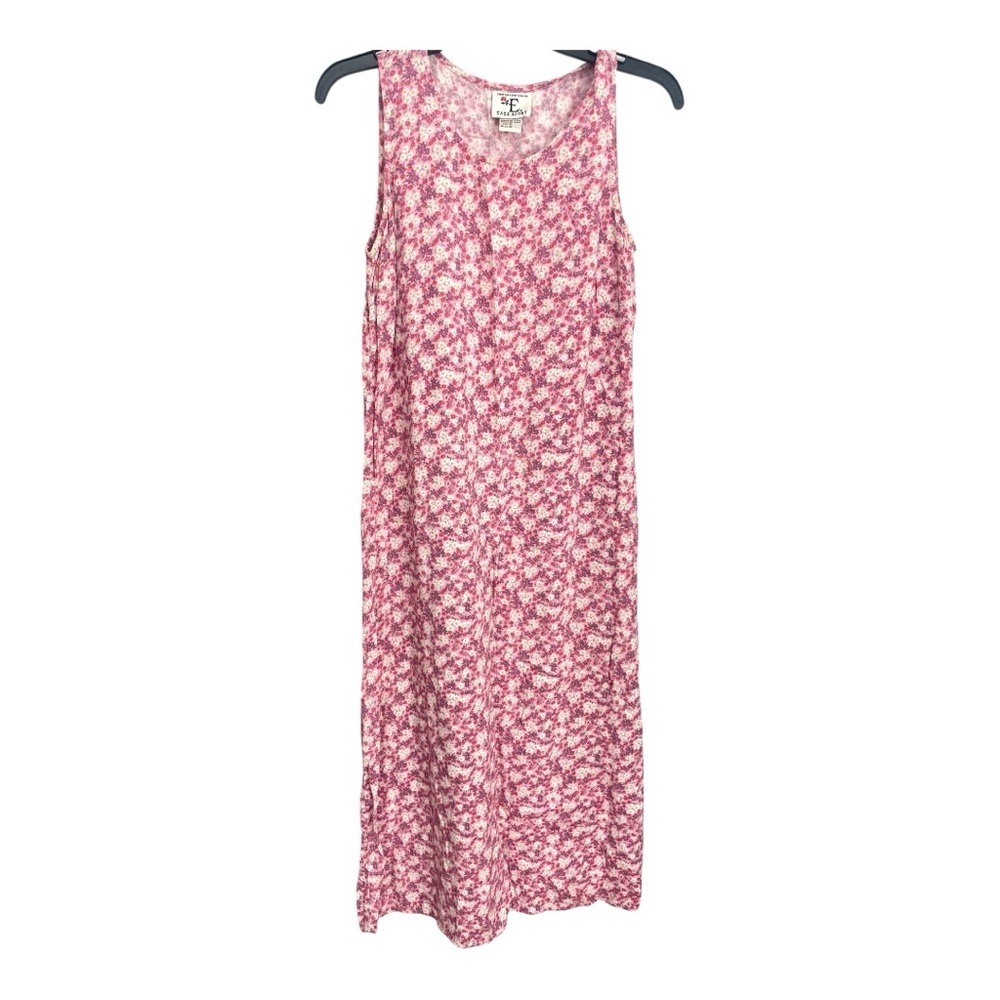 90’s Vintage Slip/Smock Pink Floral Sleeveless 100% Rayon Dress Size 10